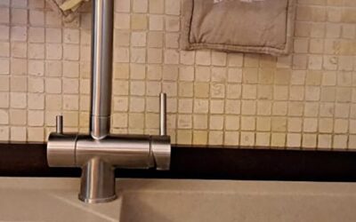 Impianto di osmosi inversa con miscelatore cucina a 3 vie installato a Viadana in provincia di Mantova